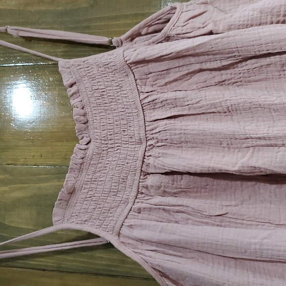 ROSE PINK ROMPER JUMPSUIT Harem SMALL SQUARE NECK  SPAGHETTI STRAP Pastel - Picture 3 of 12